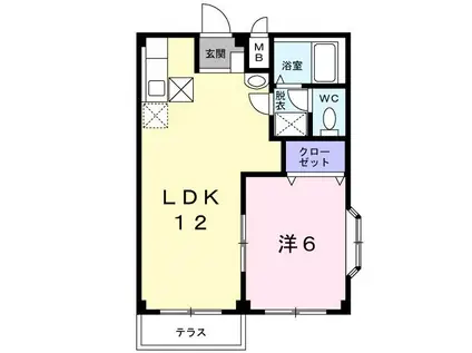 ニューシティーA(1LDK/1階)の間取り写真