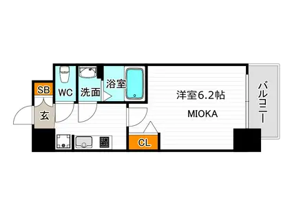 スプランディッド天王寺DUE(1K/8階)の間取り写真