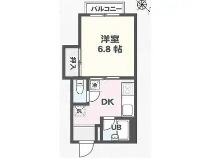 大国屋ハイツ(1K/2階)の間取り写真
