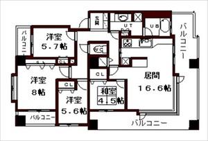 リバービュー山鼻(4LDK/10階)の間取り写真