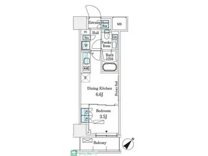 パークアクシス横浜伊勢佐木町通(1DK/4階)の間取り写真