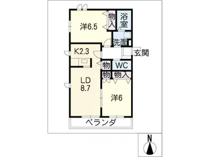 プランタン春岡(2LDK/3階)の間取り写真