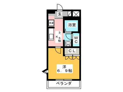 エルピス・サニー(1K/2階)の間取り写真