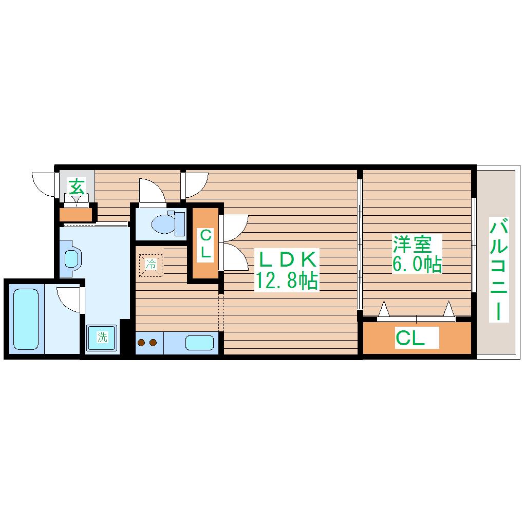 108宮千代(1LDK/1階)の間取り写真