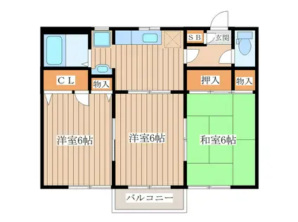 セダープラザA(3K/2階)の間取り写真
