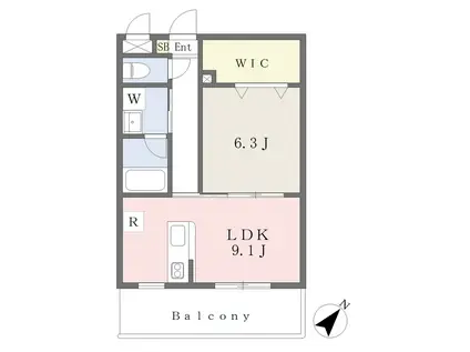 カリーノ杉水(1LDK/3階)の間取り写真