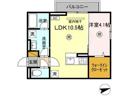 D-ROOM姫子(1LDK/2階)の間取り写真