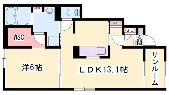 ヴィータ・イン・アエテルヌムC(1LDK/1階)の間取り写真