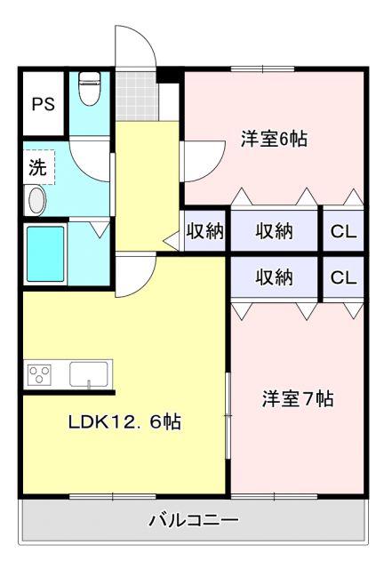 ドムス前山(2LDK/3階)の間取り写真