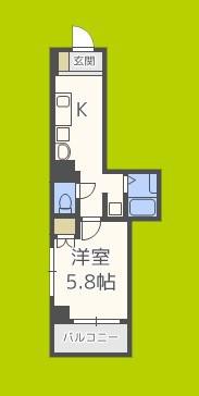 みおつくし東なんば(1K/2階)の間取り写真