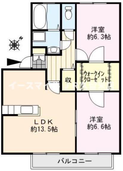 ビューアゼリア(2LDK/1階)の間取り写真