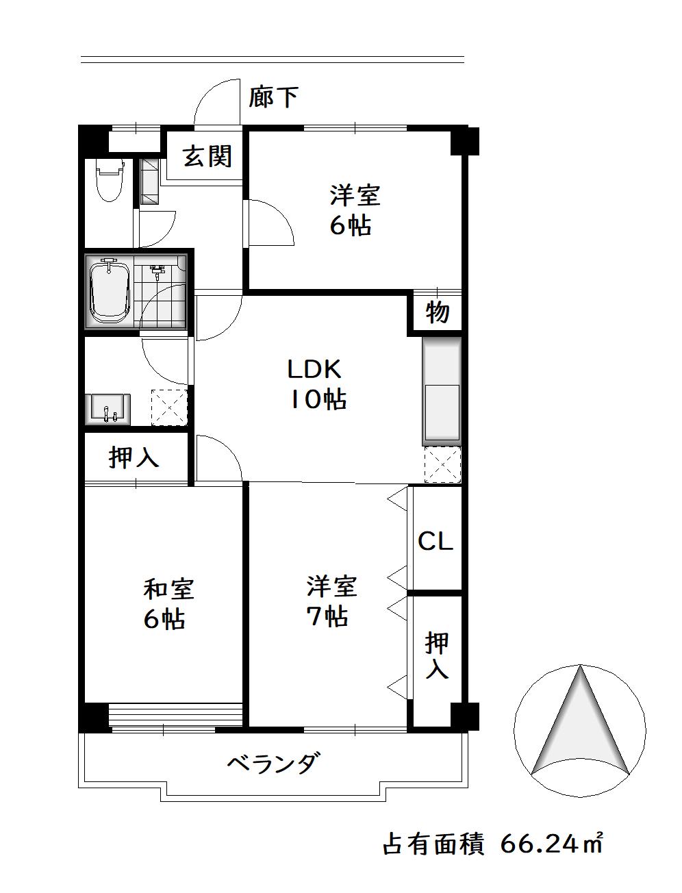 ラポール(3LDK/3階)の間取り写真