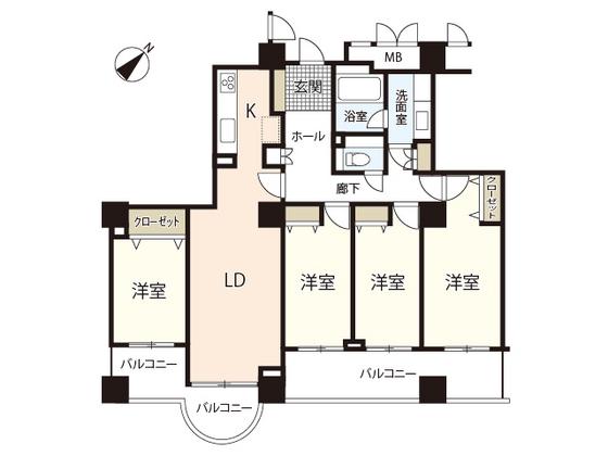 A.CITYタワーズウエスト(4LDK/20階)の間取り写真