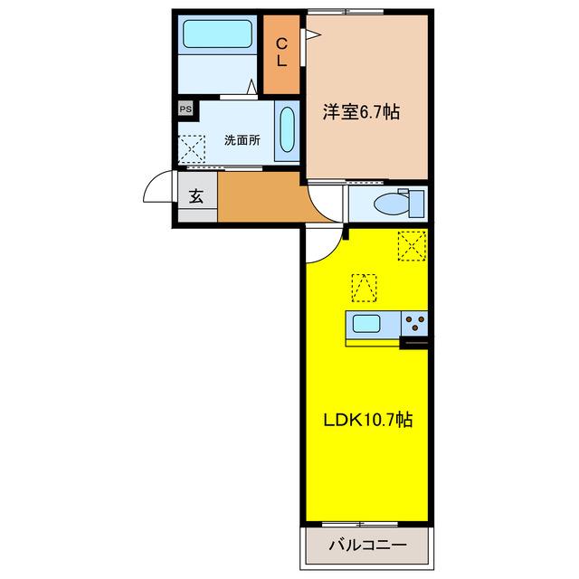 エクスプライエ(1LDK/2階)の間取り写真
