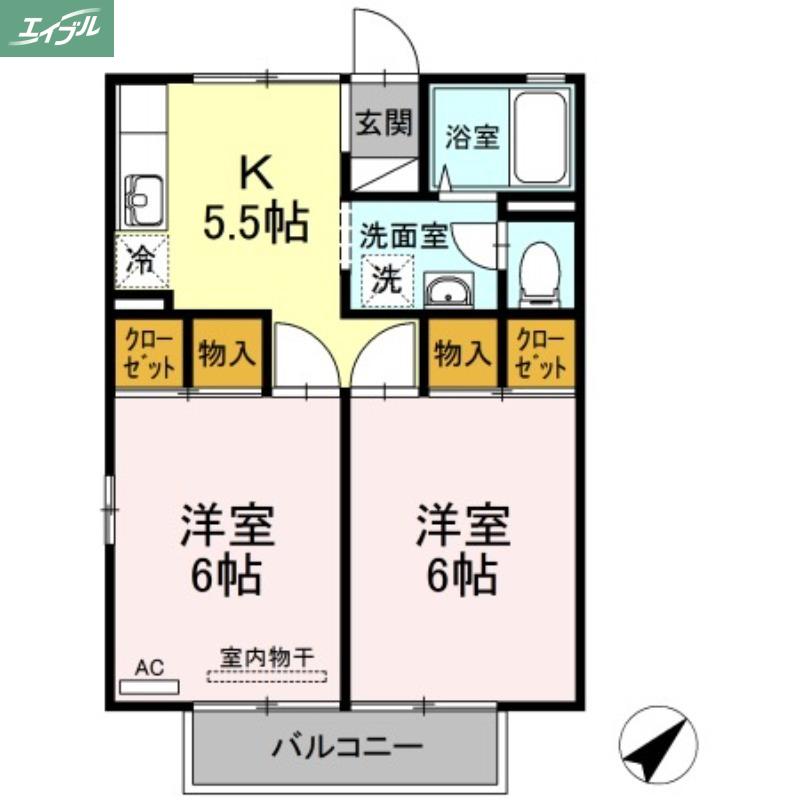セジュール大松(2K/2階)の間取り写真
