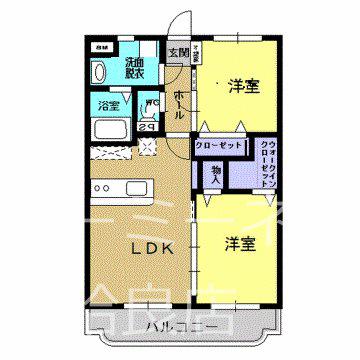 ラポール・ヴィラ(2LDK/2階)の間取り写真