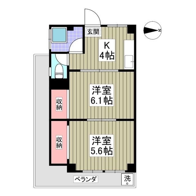 若木マンション(2K/3階)の間取り写真