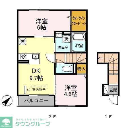 エトワール西大宮(2DK/2階)の間取り写真
