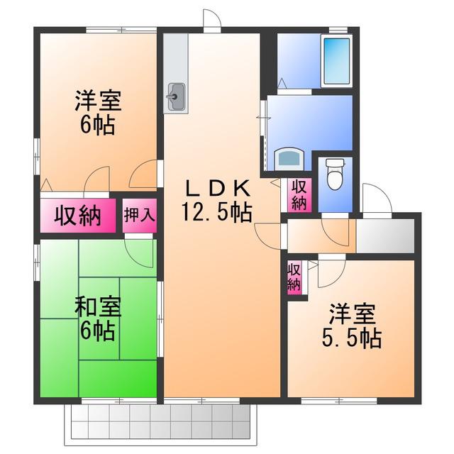 フォレストいずみB棟(3LDK/2階)の間取り写真