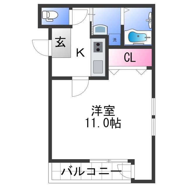 フジパレス市駅東III番館(1K/3階)の間取り写真