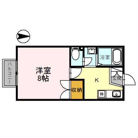 ワンズ20 A棟(1K/2階)の間取り写真