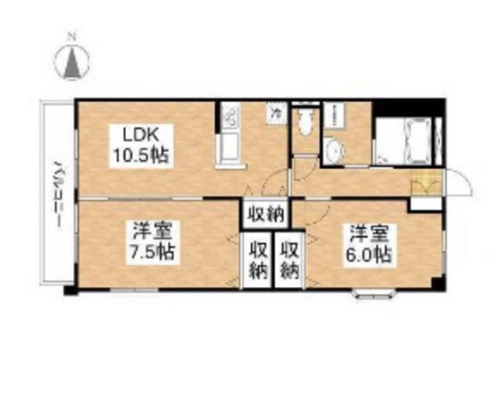 ベイシティー洲崎III(2LDK/3階)の間取り写真