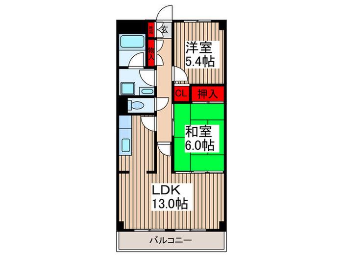 RISE HILL(2LDK/3階)の間取り写真