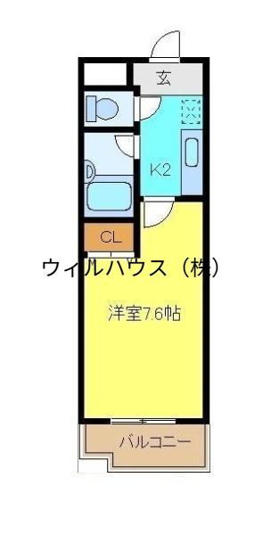 ベルデ堺東(1K/4階)の間取り写真