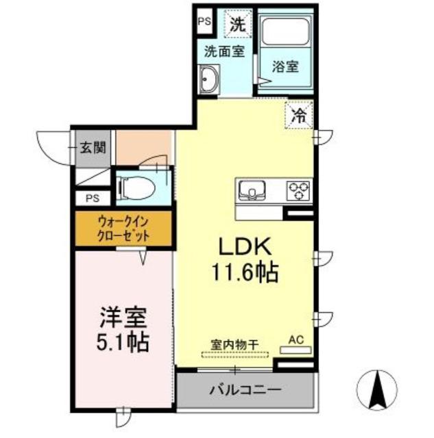 フェリシア(1LDK/1階)の間取り写真