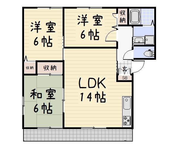 クッキースクエアA棟(3LDK/1階)の間取り写真