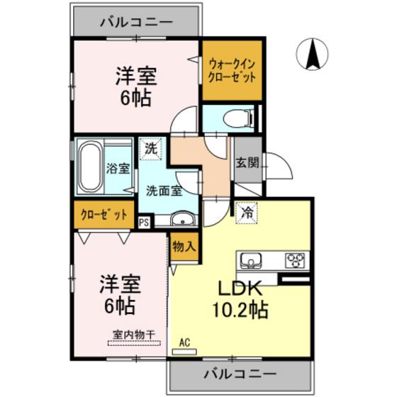 ウイングMISAWAXII(2LDK/3階)の間取り写真
