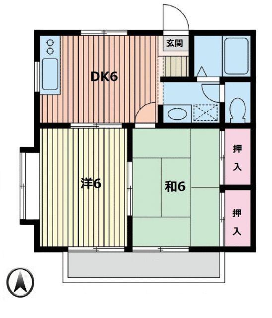 マリンコート七番館(2DK/2階)の間取り写真