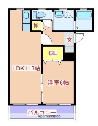 SUNCITY虎(1LDK/2階)の間取り写真