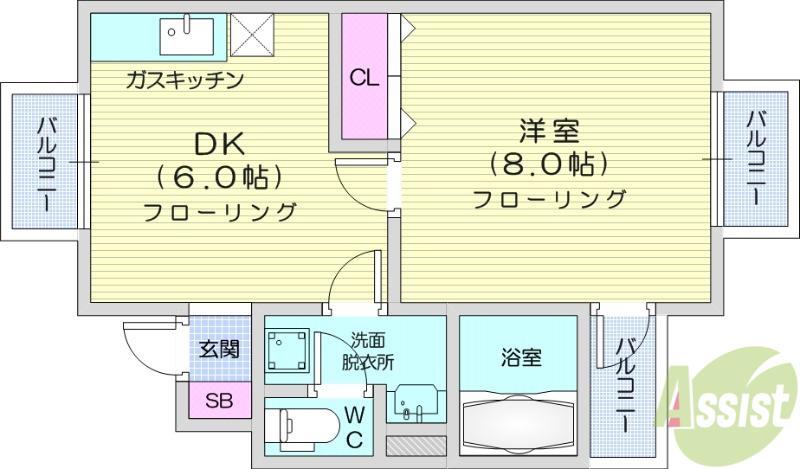 サンコートヒルズみずほ台Ⅰ番館(1DK/1階)の間取り写真