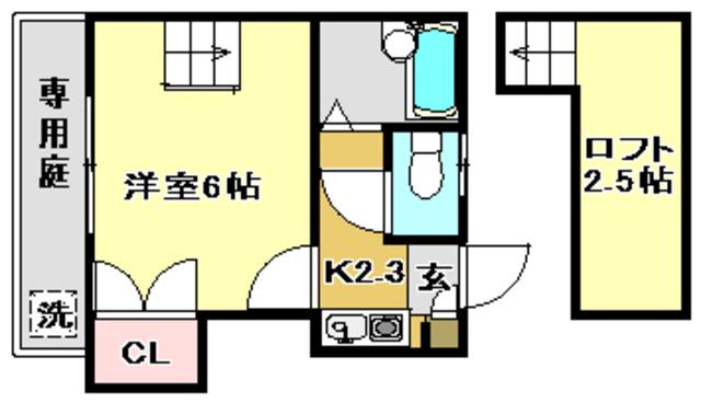 TSハウス(1K/1階)の間取り写真