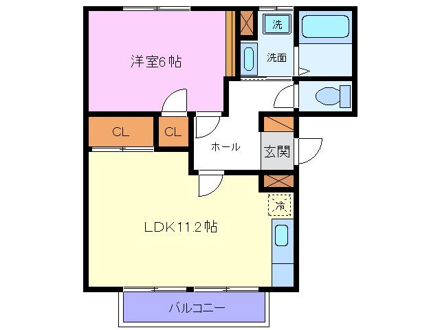 グリーンハイツ(1LDK/2階)の間取り写真