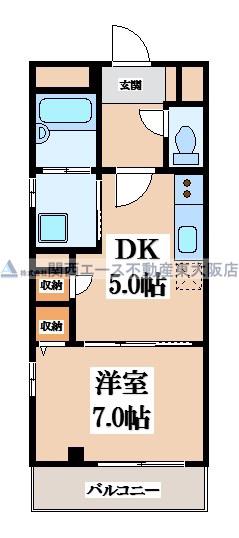 メルシー2000(1DK/7階)の間取り写真