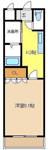 ポラリス(1K/3階)の間取り写真