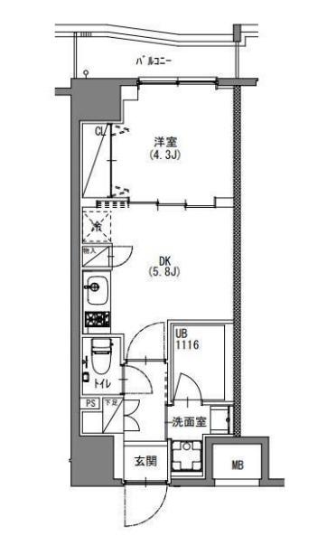 エスレジデンス新宿御苑(1DK/9階)の間取り写真