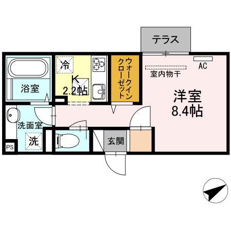 D-ROOM城野(1K/1階)の間取り写真