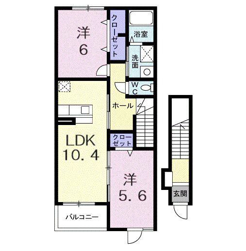 アルテーリア(2LDK/2階)の間取り写真