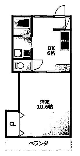 エスポワール(1DK/1階)の間取り写真