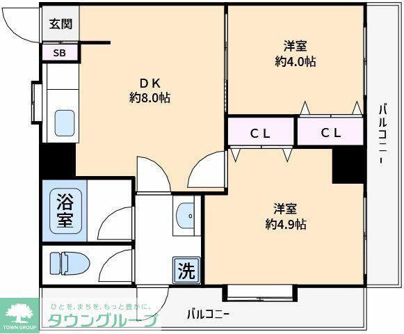 リブポート四街道(2DK/3階)の間取り写真