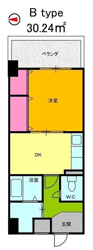 メゾンサクラ9期(1DK/9階)の間取り写真