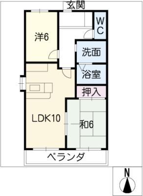 ピアニィ(2LDK/4階)の間取り写真