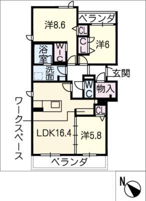 ラ レフィーノ(3LDK/3階)の間取り写真