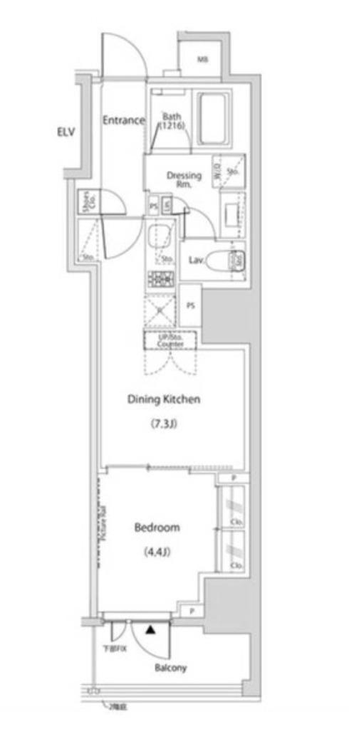 ザ・パークハビオ中野新橋(1DK/3階)の間取り写真