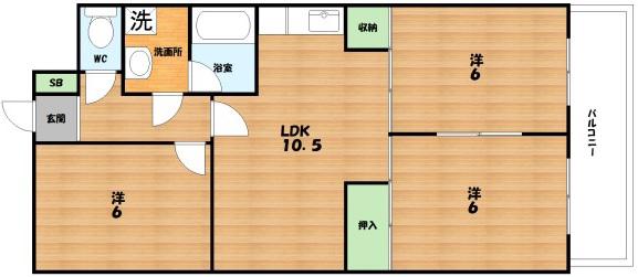 MAYUMIグランデール中宮(3LDK/3階)の間取り写真