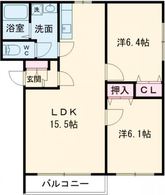 グランシャリオ(2LDK/2階)の間取り写真