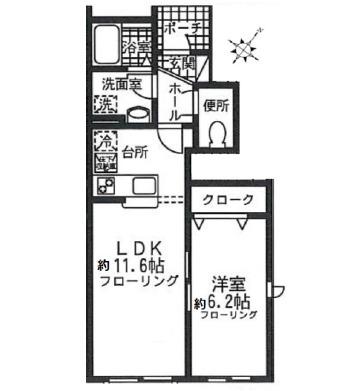YUMEKA(1LDK/1階)の間取り写真